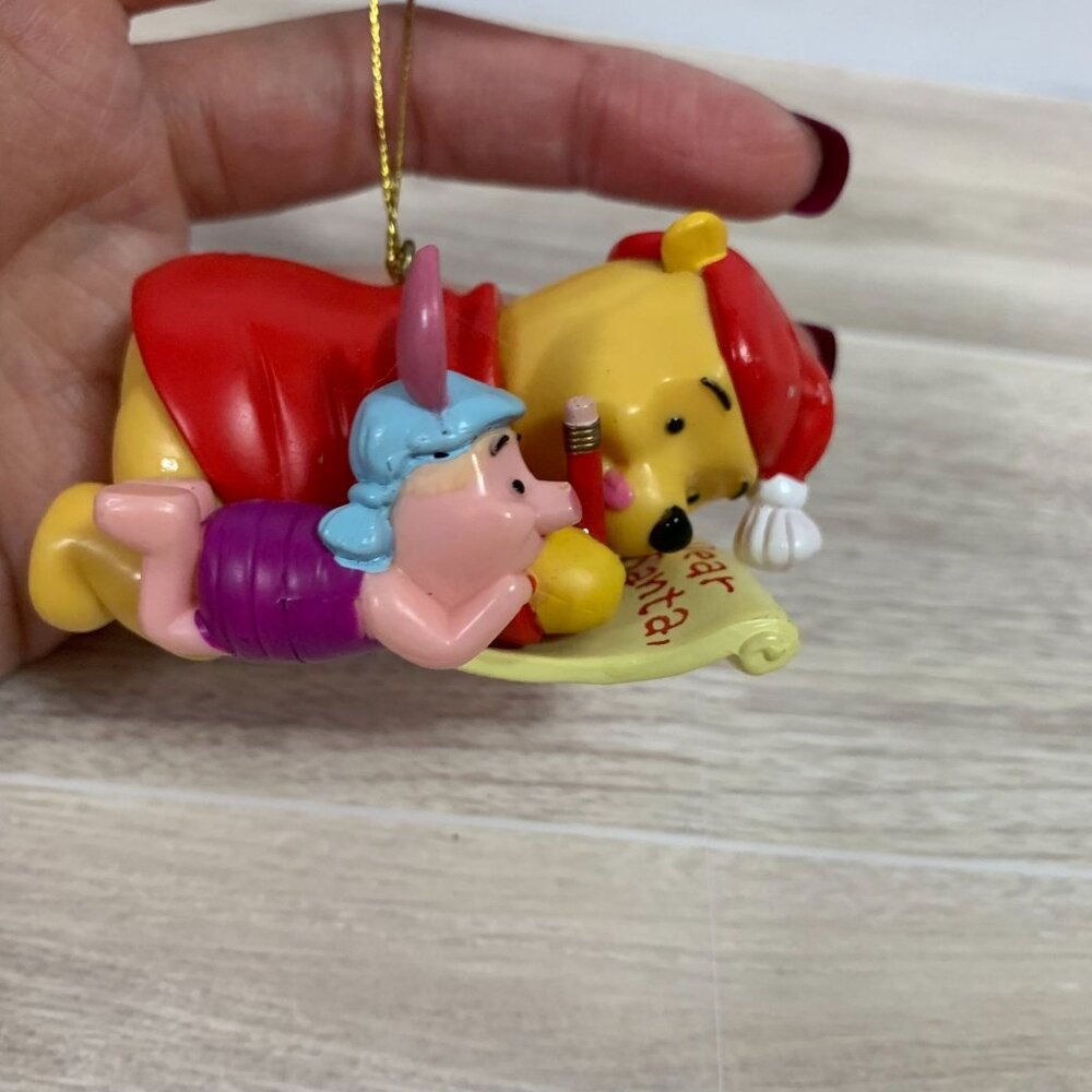 Disney Winnie the Pooh Red Yellow Christmas Ornament with Pink & Purple Accents